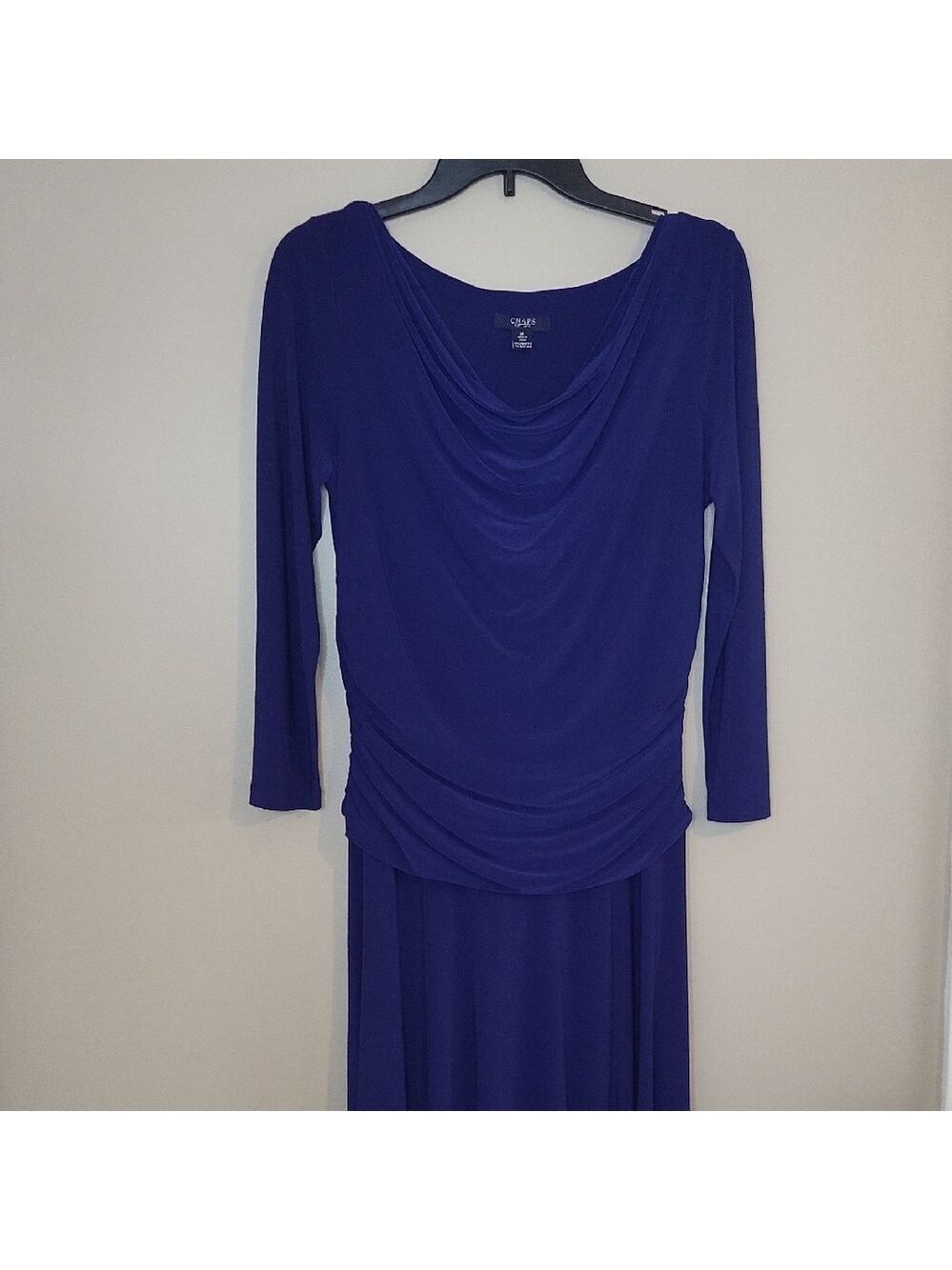 Womens |Chaps Royal Blue Cowl-Neck Long Sleeve Maxi Dress | C1 - Picture 3 of 5